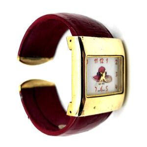 Vintage Red Hat Society Red Cuff Quartz Watch 7" New Battery